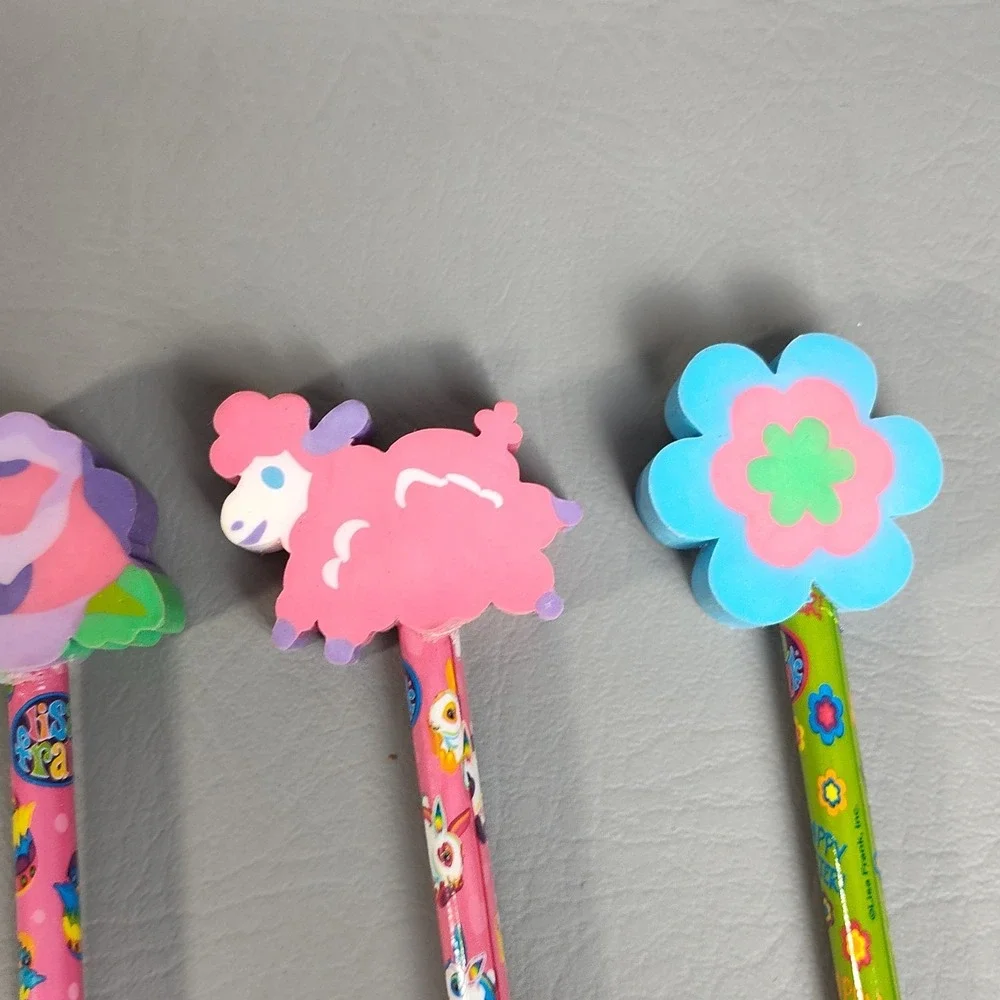Vintage Lisa Frank Easter Pencils With Large Eraser Tops 6 Pieces Unsharpened